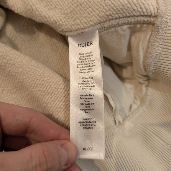 Duer Men's XL Crew Neck Sweatshirt Ivory/Cream - Picture 2 of 9